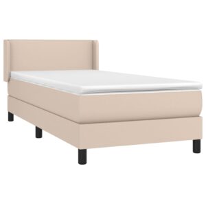 Κρεβάτι Boxspring με Στρώμα Καπουτσίνο 90x200εκ.από Συνθ. Δέρμα