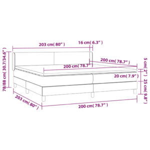 Κρεβάτι Boxspring με Στρώμα Γκρι 200x200 εκ. Συνθετικό Δέρμα