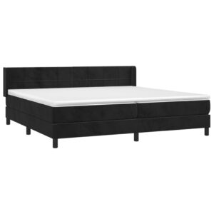 Κρεβάτι Boxspring με Στρώμα Μαύρο 200x200 εκ. Βελούδινο