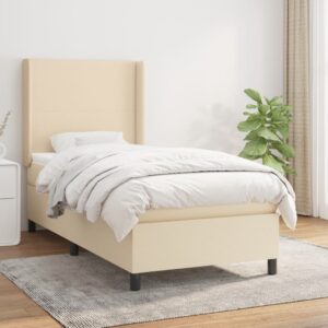 Κρεβάτι Boxspring με Στρώμα Κρεμ 80 x 200 εκ. Υφασμάτινο