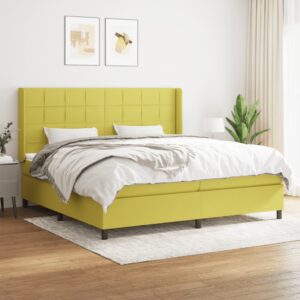 Κρεβάτι Boxspring με Στρώμα Πράσινο 200x200 εκ. Υφασμάτινο