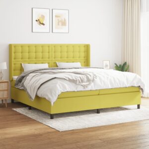 Κρεβάτι Boxspring με Στρώμα Πράσινο 200x200 εκ. Υφασμάτινο