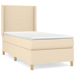 Κρεβάτι Boxspring με Στρώμα Κρεμ 80 x 200 εκ. Υφασμάτινο