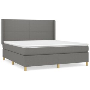 Κρεβάτι Boxspring με Στρώμα Σκούρο Γκρι 160x200 εκ Υφασμάτινο