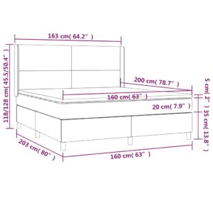 Κρεβάτι Boxspring με Στρώμα Σκούρο Γκρι 160x200 εκ Υφασμάτινο