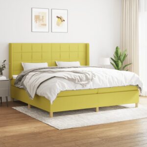 Κρεβάτι Boxspring με Στρώμα Πράσινο 200x200 εκ. Υφασμάτινο