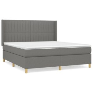 Κρεβάτι Boxspring με Στρώμα Σκούρο Γκρι 160x200 εκ Υφασμάτινο