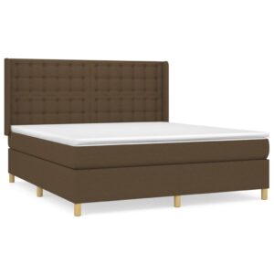 Κρεβάτι Boxspring με Στρώμα Σκούρο Καφέ 160x200 εκ Υφασμάτινο