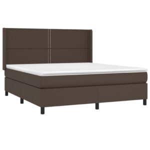 Κρεβάτι Boxspring με Στρώμα Καφέ 160x200εκ. από Συνθετικό Δέρμα