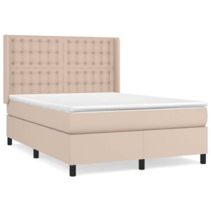 Κρεβάτι Boxspring με Στρώμα Καπουτσίνο 140x200εκ.από Συνθ.Δέρμα