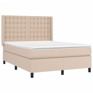 Κρεβάτι Boxspring με Στρώμα Καπουτσίνο 140x200εκ.από Συνθ.Δέρμα