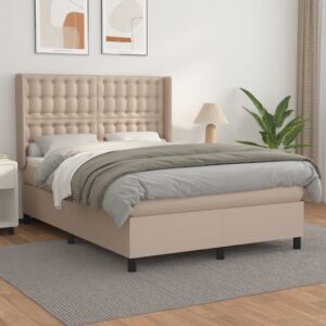 Κρεβάτι Boxspring με Στρώμα Καπουτσίνο 140x200εκ.από Συνθ.Δέρμα