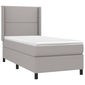 Κρεβάτι Boxspring με Στρώμα & LED Αν.Γκρι 90x200 εκ. Υφασμάτινο