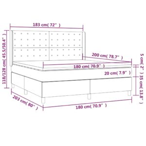 Κρεβάτι Boxspring με Στρώμα & LED Πράσινο 180x200 εκ Υφασμάτινο