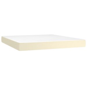 Κρεβάτι Boxspring με Στρώμα & LED Κρεμ 180x200 εκ. Συνθ. Δέρμα