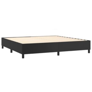 Κρεβάτι Boxspring με Στρώμα & LED Μαύρο 200x200 εκ. Συνθ. Δέρμα