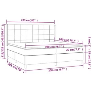 Κρεβάτι Boxspring με Στρώμα & LED Σκ. Γκρι 200x200εκ. Βελούδινο