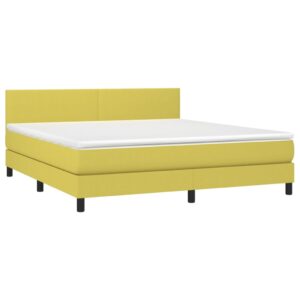 Κρεβάτι Boxspring με Στρώμα & LED Πράσινο 160x200 εκ Υφασμάτινο