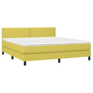 Κρεβάτι Boxspring με Στρώμα & LED Πράσινο 160x200 εκ Υφασμάτινο