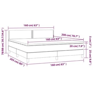 Κρεβάτι Boxspring με Στρώμα & LED Πράσινο 160x200 εκ Υφασμάτινο