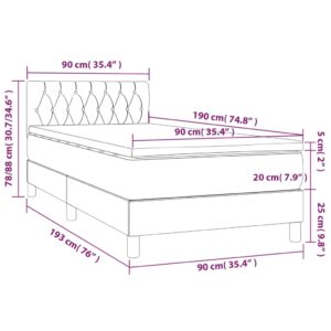 Κρεβάτι Boxspring με Στρώμα & LED Πράσινο 90x190 εκ. Υφασμάτινο