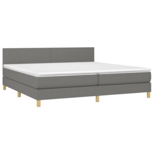 Κρεβάτι Boxspring με Στρώμα & LED Σκ.Γκρι 200x200εκ. Υφασμάτινο