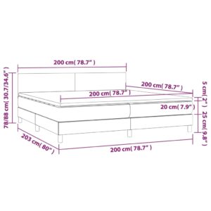 Κρεβάτι Boxspring με Στρώμα & LED Σκ.Γκρι 200x200εκ. Υφασμάτινο