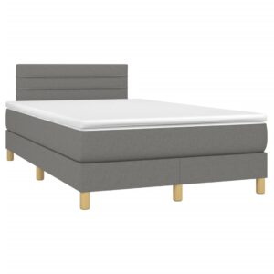 Κρεβάτι Boxspring με Στρώμα & LED Σκ.Γκρι 120x200 εκ Υφασμάτινο