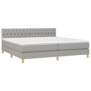 Κρεβάτι Boxspring με Στρώμα & LED Αν.Γκρι 200x200εκ. Υφασμάτινο