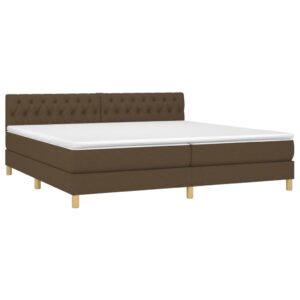 Κρεβάτι Boxspring με Στρώμα & LED Σκ.Καφέ 200x200 εκ Υφασμάτινο