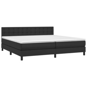 Κρεβάτι Boxspring με Στρώμα & LED Μαύρο 200x200 εκ. Συνθ. Δέρμα