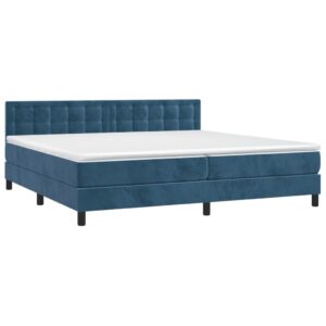 Κρεβάτι Boxspring με Στρώμα & LED Σκ. Μπλε 200x200εκ. Βελούδινο