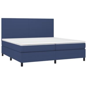 Κρεβάτι Boxspring με Στρώμα & LED Μπλε 200x200 εκ. Υφασμάτινο