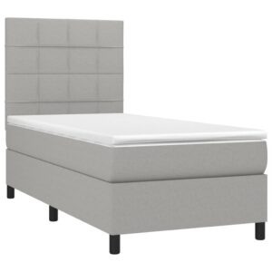 Κρεβάτι Boxspring με Στρώμα & LED Αν.Γκρι 90x200 εκ. Υφασμάτινο