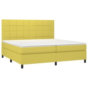 Κρεβάτι Boxspring με Στρώμα & LED Πράσινο 200x200 εκ Υφασμάτινο