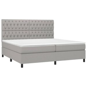 Κρεβάτι Boxspring με Στρώμα & LED Αν.Γκρι 200x200εκ. Υφασμάτινο