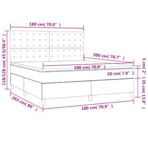 Κρεβάτι Boxspring με Στρώμα & LED Πράσινο 180x200 εκ Υφασμάτινο