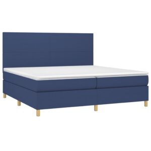 Κρεβάτι Boxspring με Στρώμα & LED Μπλε 200x200 εκ. Υφασμάτινο