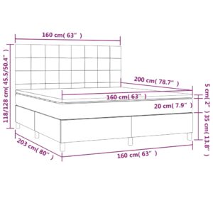 Κρεβάτι Boxspring με Στρώμα & LED Πράσινο 160x200 εκ Υφασμάτινο