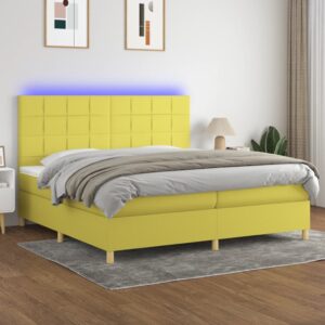 Κρεβάτι Boxspring με Στρώμα & LED Πράσινο 200x200 εκ Υφασμάτινο