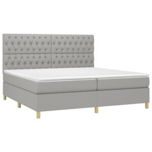 Κρεβάτι Boxspring με Στρώμα & LED Αν.Γκρι 200x200εκ. Υφασμάτινο