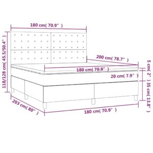 Κρεβάτι Boxspring με Στρώμα & LED Πράσινο 180x200 εκ Υφασμάτινο