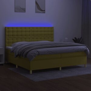 Κρεβάτι Boxspring με Στρώμα & LED Πράσινο 200x200 εκ Υφασμάτινο