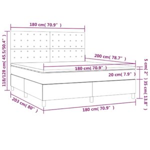 Κρεβάτι Boxspring με Στρώμα & LED Κρεμ 180x200 εκ. Συνθ. Δέρμα