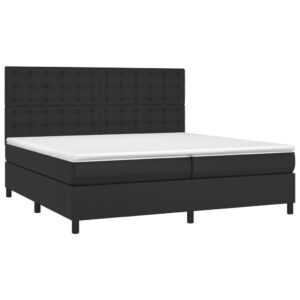 Κρεβάτι Boxspring με Στρώμα & LED Μαύρο 200x200 εκ. Συνθ. Δέρμα