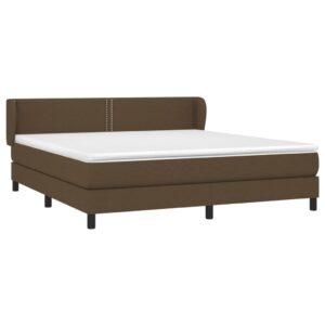 Κρεβάτι Boxspring με Στρώμα Σκούρο Καφέ 160x200 εκ Υφασμάτινο