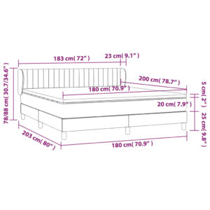 Κρεβάτι Boxspring με Στρώμα Σκούρο Γκρι 180x200 εκ Υφασμάτιν