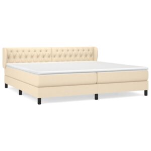 Κρεβάτι Boxspring με Στρώμα Κρεμ 200x200 εκ. Υφασμάτινο