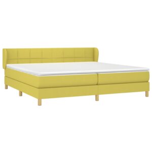 Κρεβάτι Boxspring με Στρώμα Πράσινο 200x200 εκ. Υφασμάτινο