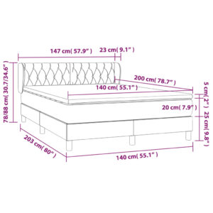 Κρεβάτι Boxspring με Στρώμα Κρεμ 140x200 εκ. Υφασμάτινο